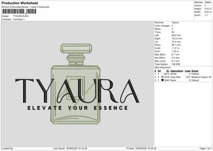 Tyauratext Embroidery Machine Design File 6 sizes