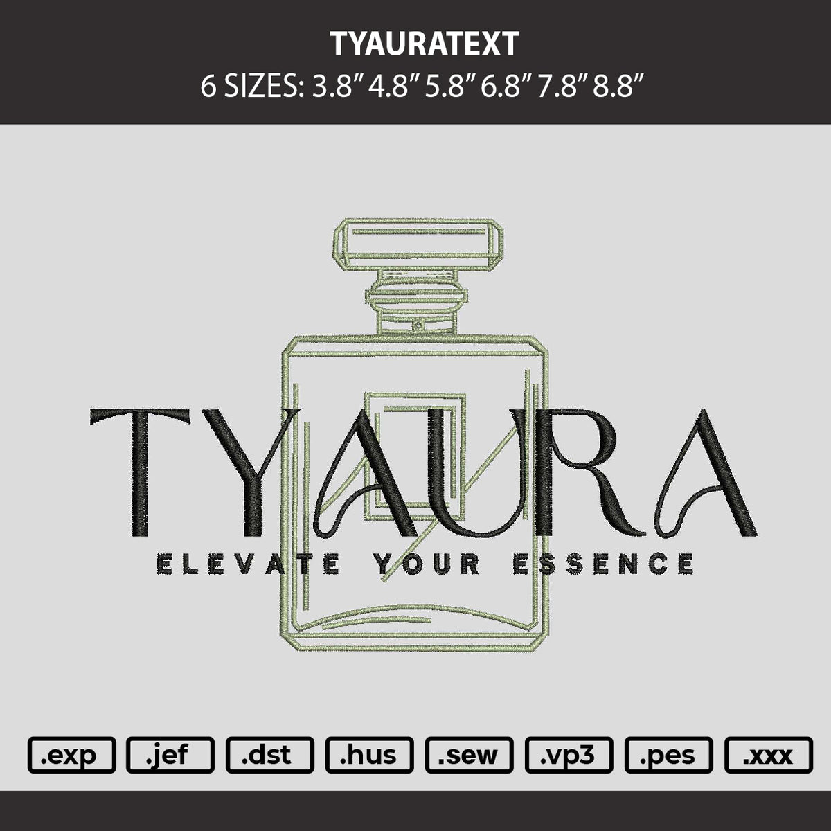 Tyauratext Embroidery Machine Design File 6 sizes