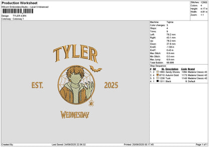 Tylertext Embroidery File 6 sizes
