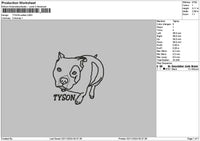 Tyson Dog Outline Embroidery File 6 sizes