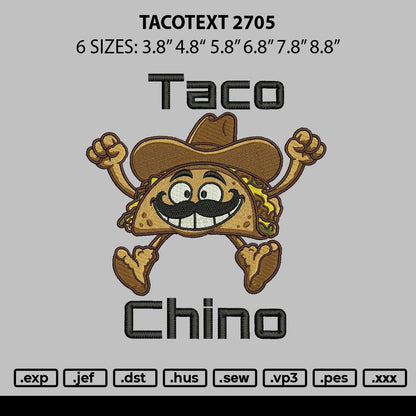 Tacotext Embroidery File 6 sizes