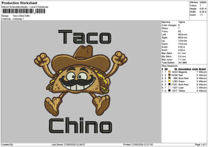 Tacotext Embroidery File 6 sizes