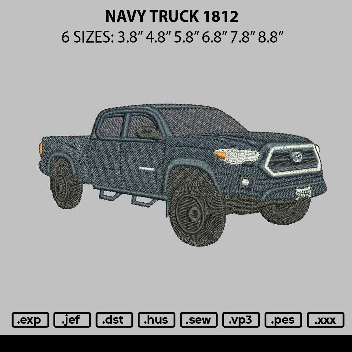 Navy truck 1812 Embroidery File 6 sizes