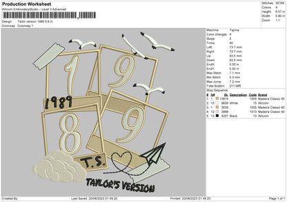 Tailor Ver 89 Embroidery File 6 sizes