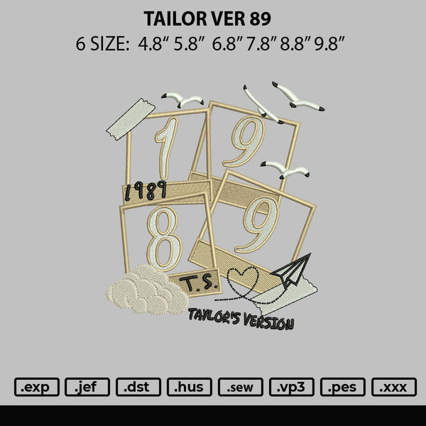 Tailor Ver 89 Embroidery File 6 sizes