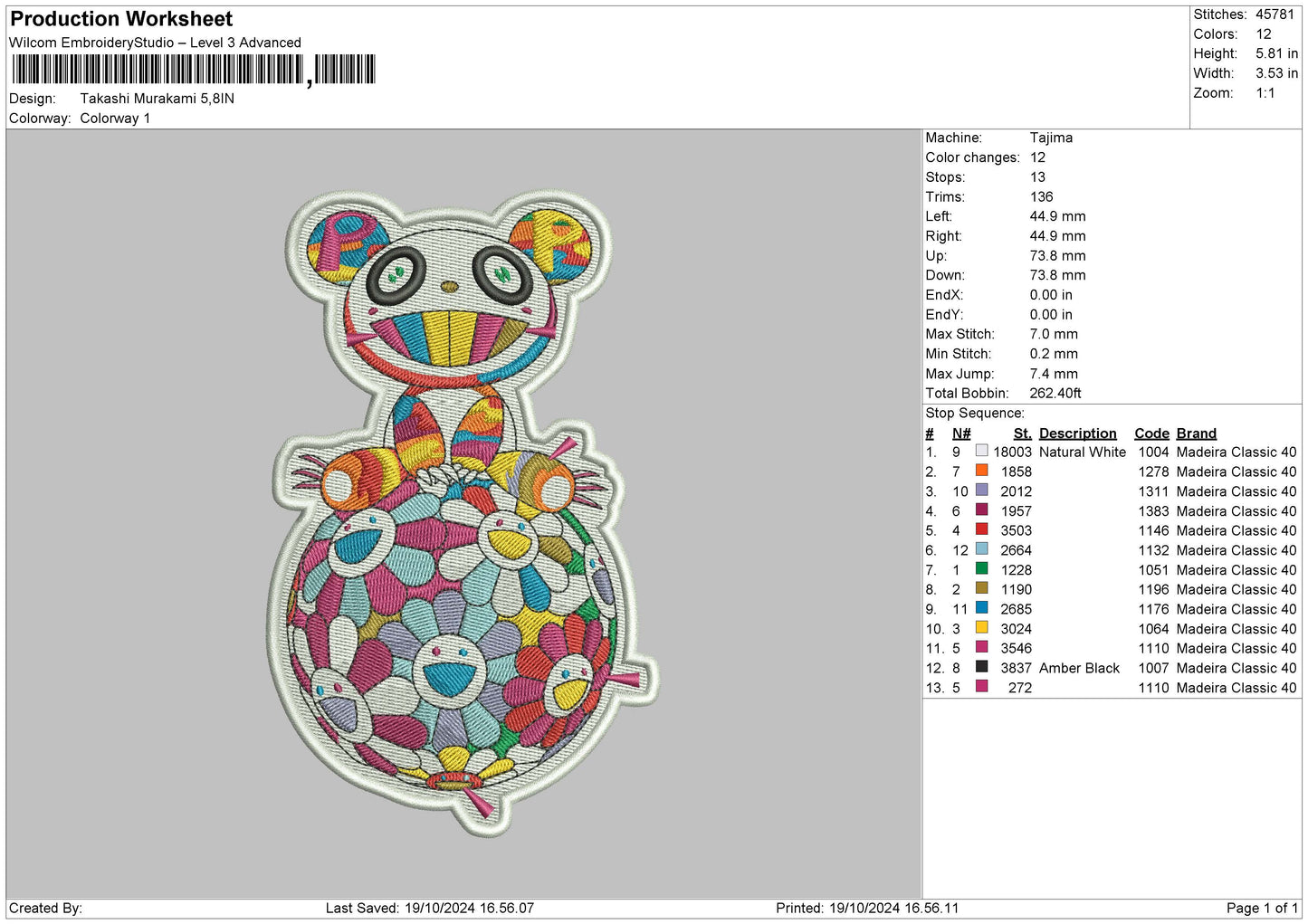 Bear Colors Embroidery File 6 sizes