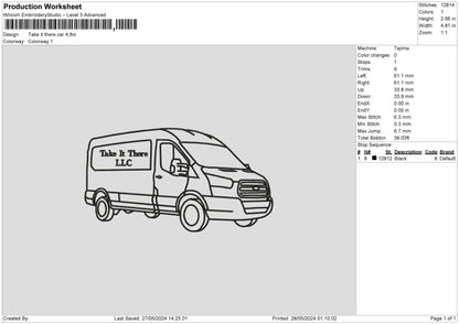 Outline Car 2708 Embroidery File 6 sizes