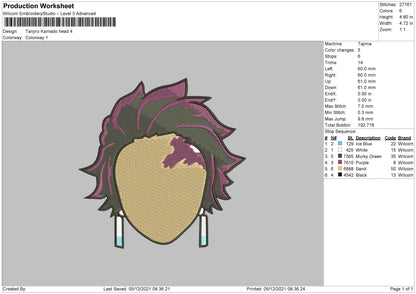 Tanjiro Kamado Embroidery File 4 size