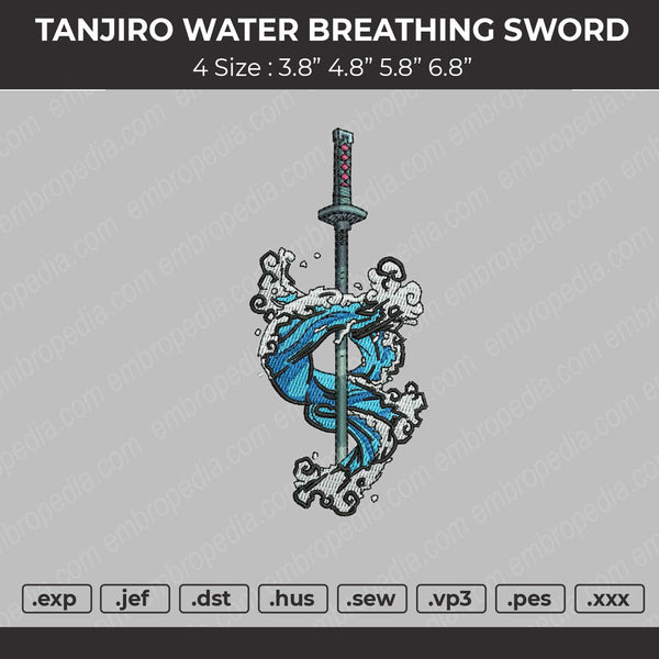 Tanjiro Water Breathing Sword Embroidery File 4 size