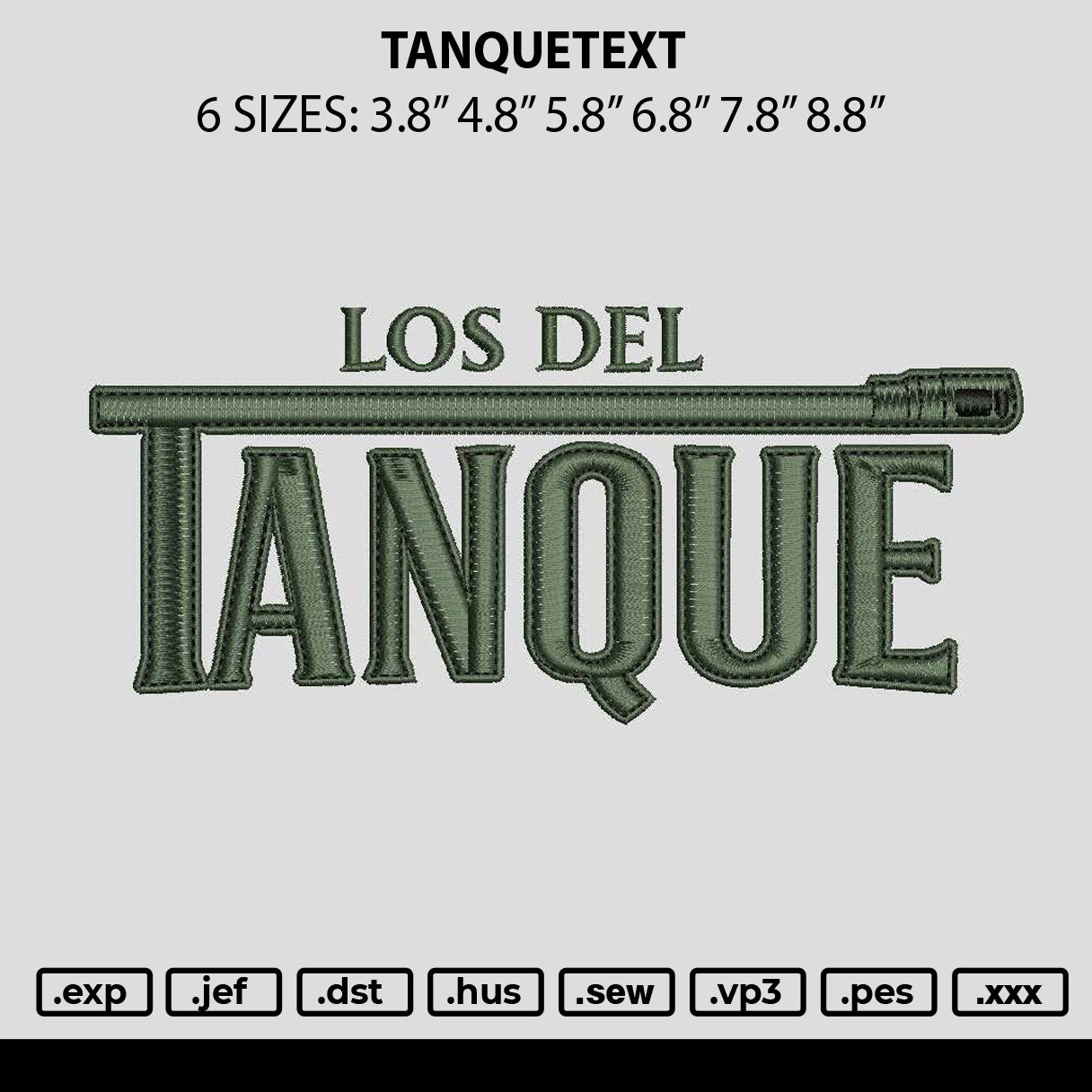 Tanquetext Embroidery File 6 sizes