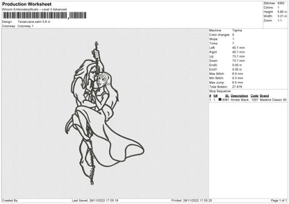Tarzan N Jane Embroidery File 6 sizes
