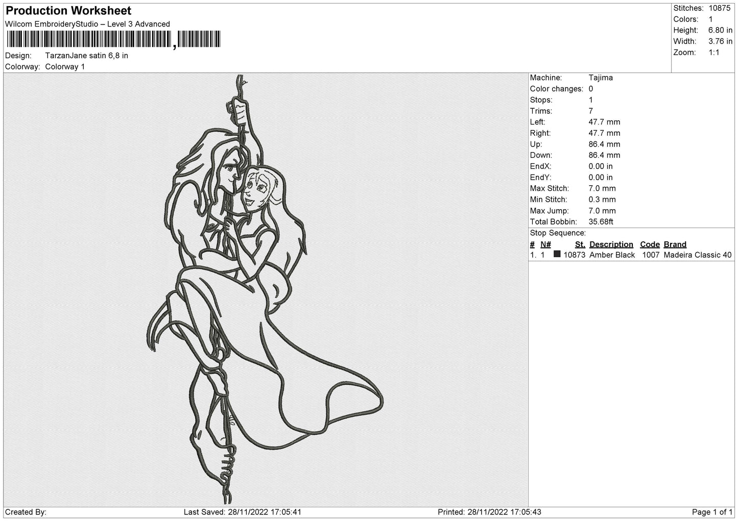 Tarzan N Jane Embroidery File 6 sizes