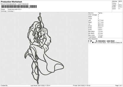 Tarzan N Jane Embroidery File 6 sizes