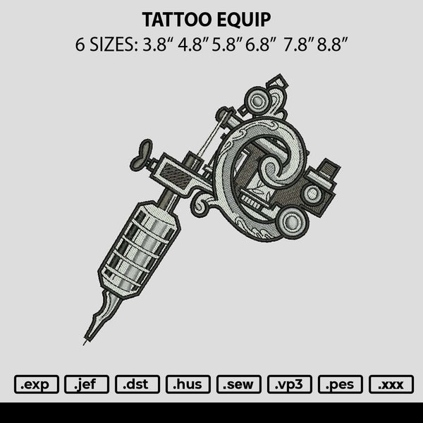 Tattoo Equip Embroidery File 6 sizes