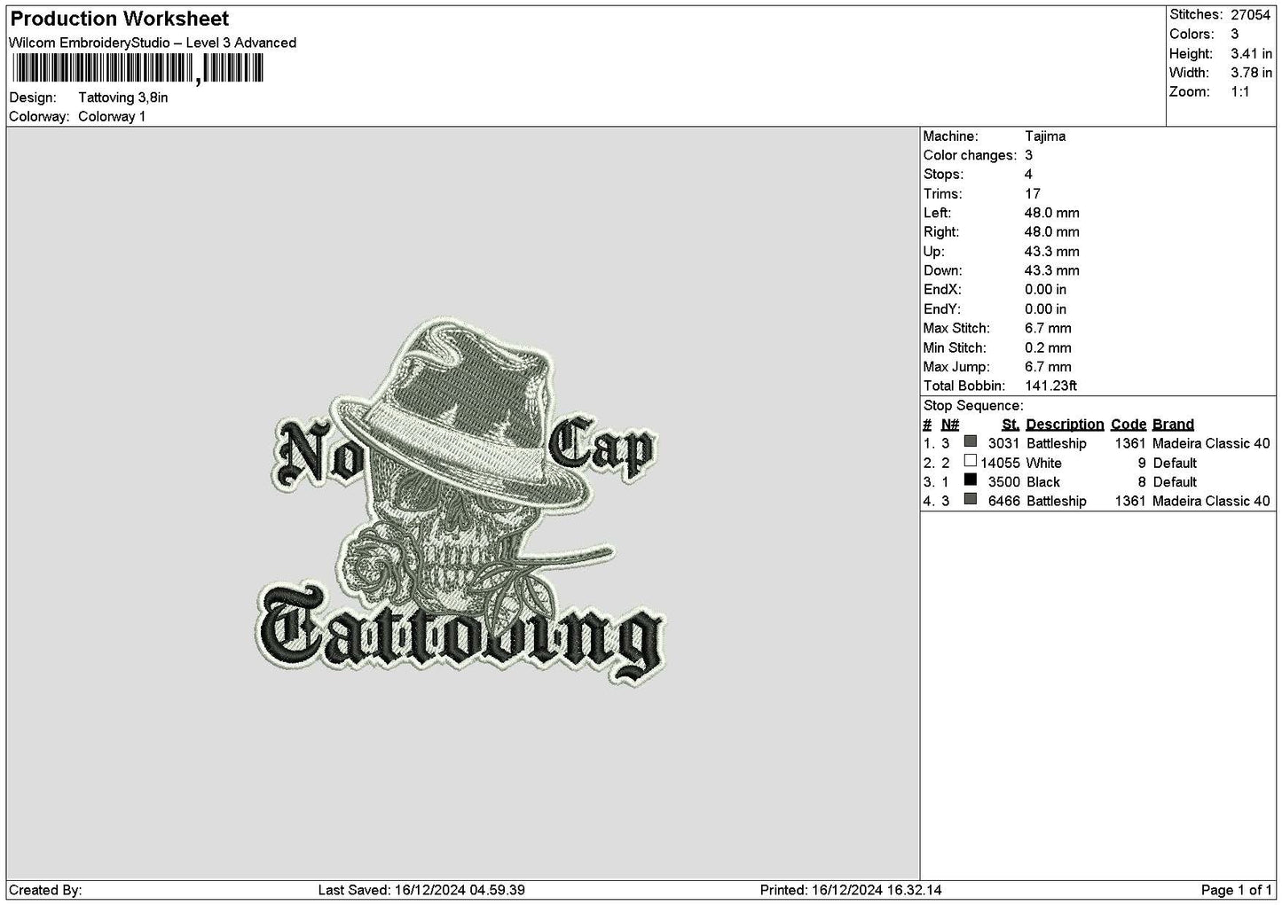 Tattooingtext Embroidery File 6 sizes