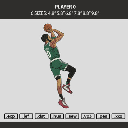 Player 0 Embroidery Machine Design File 6 sizes