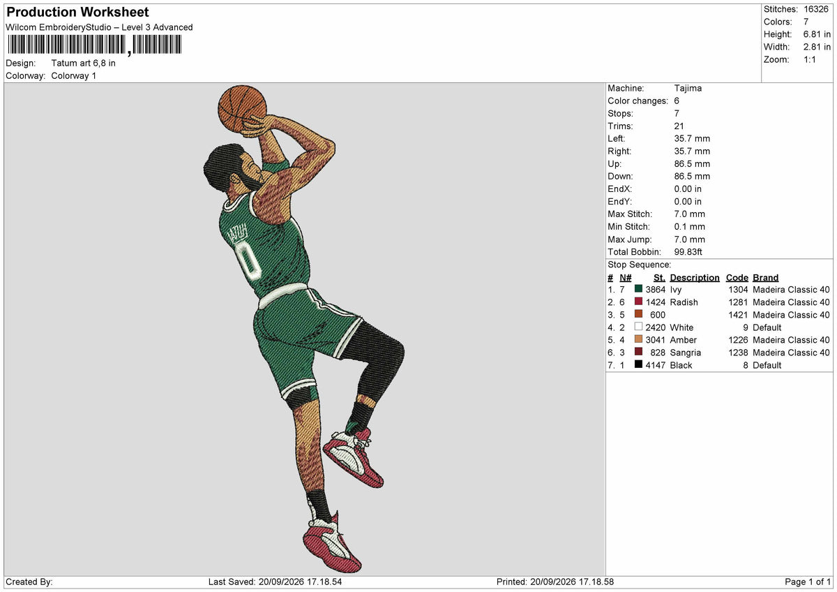 Player 0 Embroidery Machine Design File 6 sizes