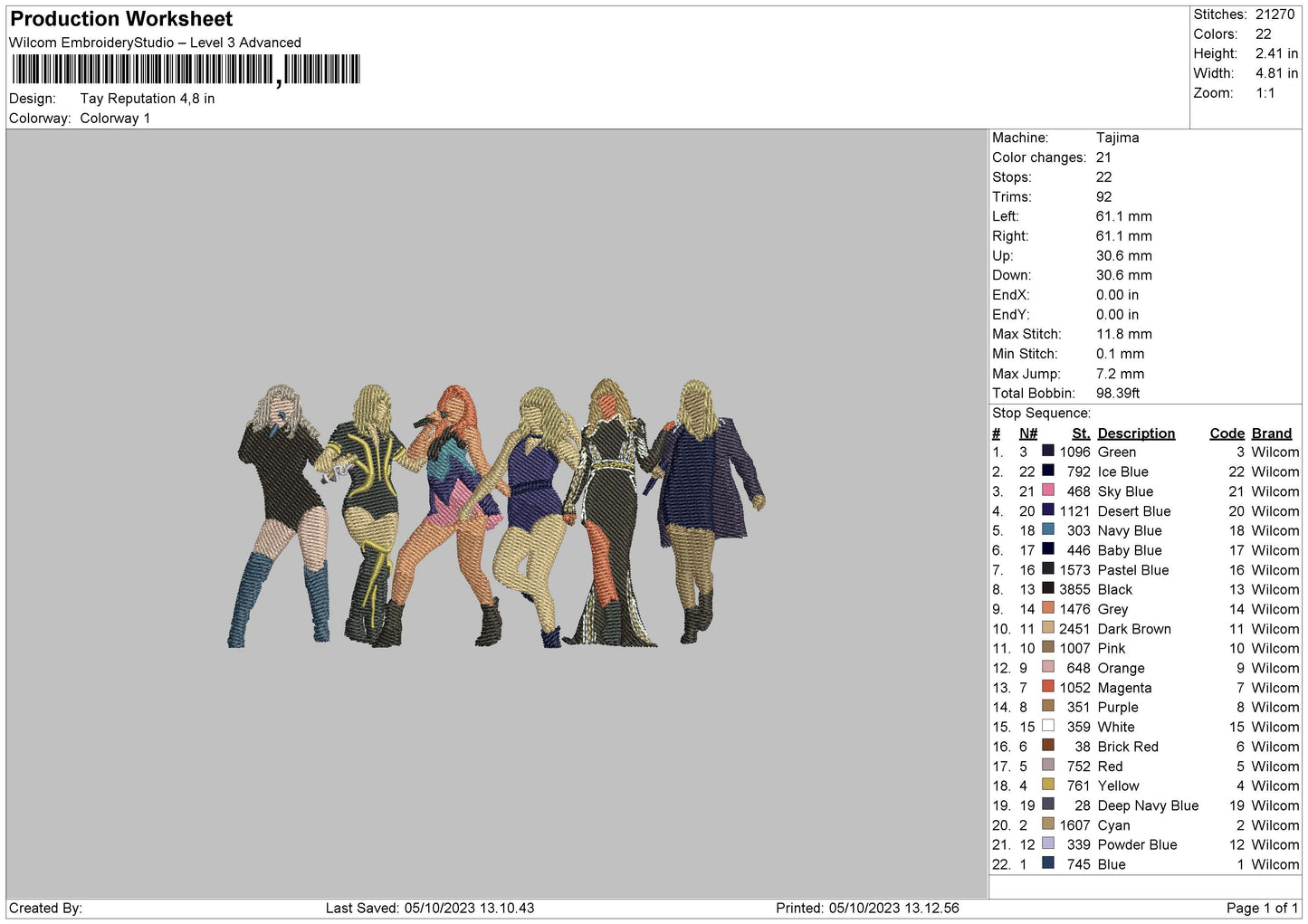 Tay Reputation Embroidery File 6 sizes