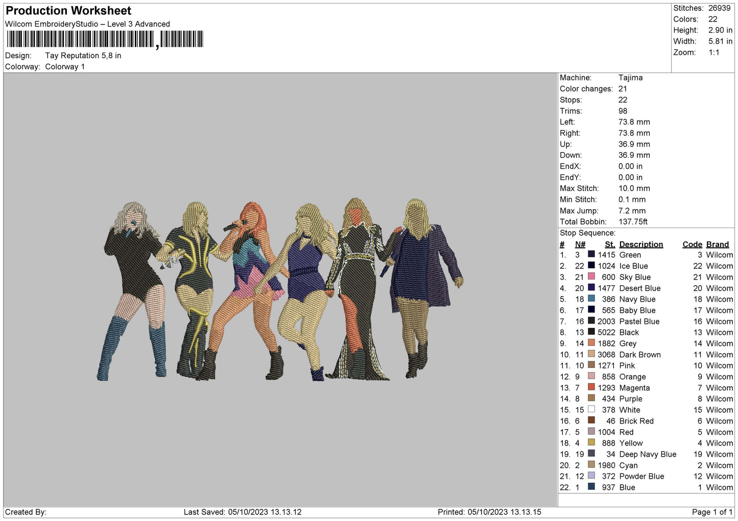 Tay Reputation Embroidery File 6 sizes