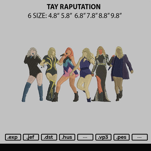 Tay Reputation Embroidery File 6 sizes