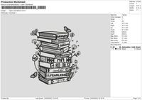 Books Ts Embroidery File 6 sizes