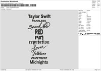 Ts Playlist Embroidery File 6 sizes