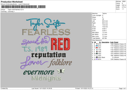 Fearless Texts Embroidery File 6 sizes