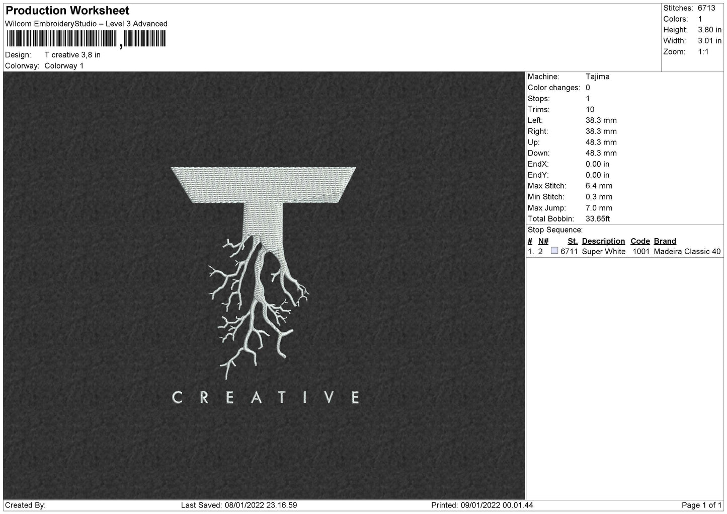 T Creative Embroidery File 5 size