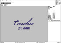 Teachatext Embroidery File 6 sizes