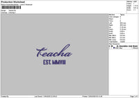 Teachatext Embroidery File 6 sizes