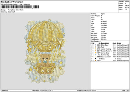 Bear 0204 Embroidery File 6 sizes
