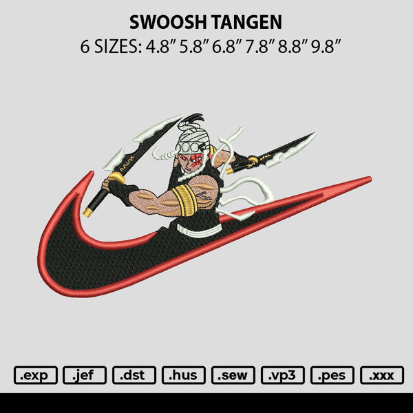 Swoosh Tangen Embroidery File 6 sizes