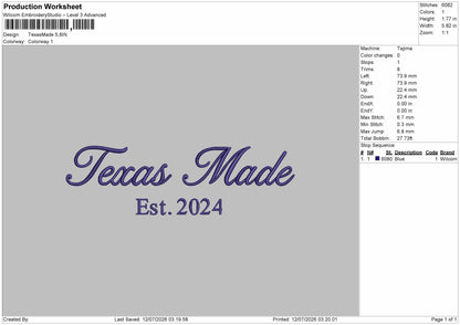 Texastext 1207 Embroidery Machine Design File 6 sizes