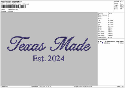 Texastext 1207 Embroidery Machine Design File 6 sizes