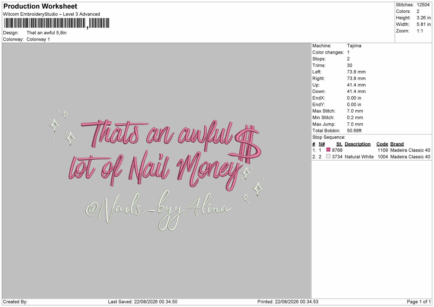 Awful Text Embroidery Machine Design File 6 sizes
