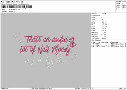 Awful Text Embroidery Machine Design File 6 sizes