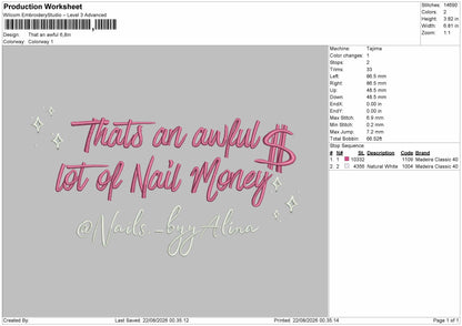 Awful Text Embroidery Machine Design File 6 sizes