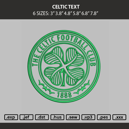 Celtic Text Embroidery Machine Design File 6 sizes