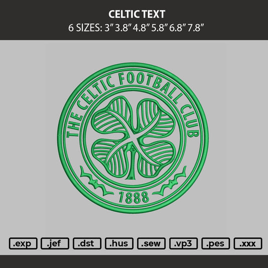 Celtic Text Embroidery Machine Design File 6 sizes