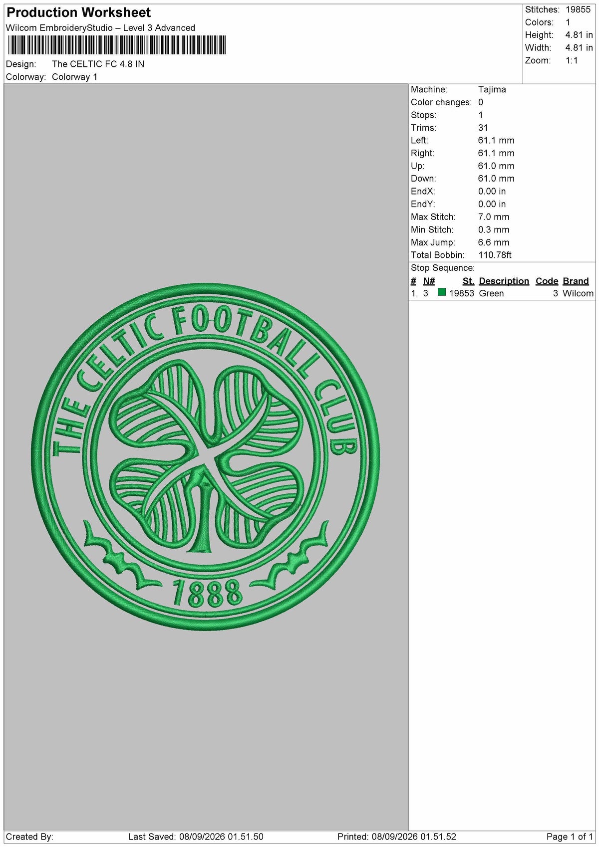 Celtic Text Embroidery Machine Design File 6 sizes