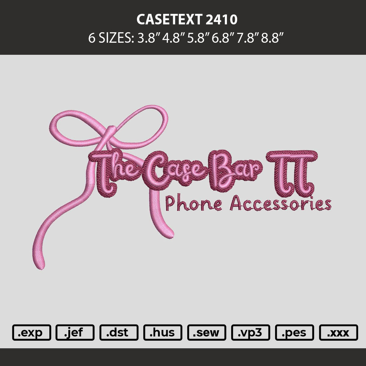 Casetext 2410 Embroidery Machine Design File 6 sizes