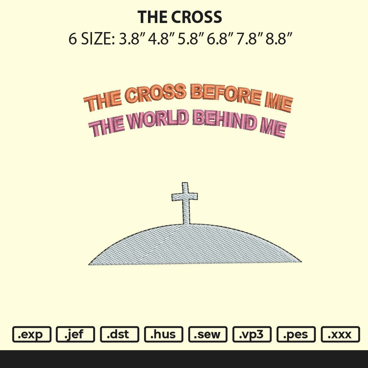 The Cross Embroidery File 6 sizes