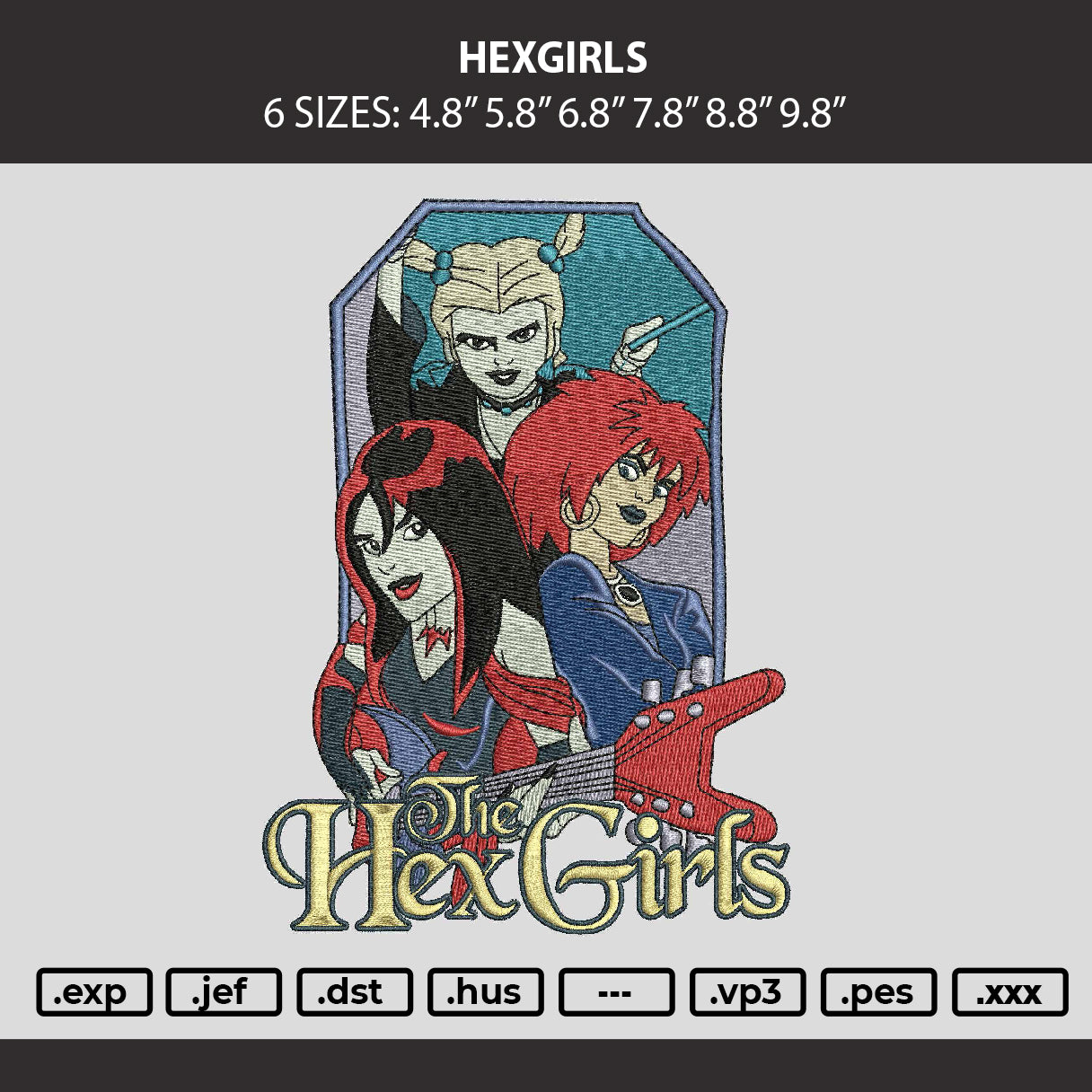 Hexgirls Embroidery Machine Design File 6 sizes