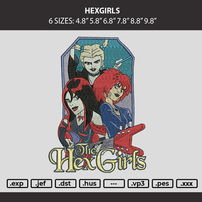 Hexgirls Embroidery Machine Design File 6 sizes
