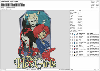 Hexgirls Embroidery Machine Design File 6 sizes