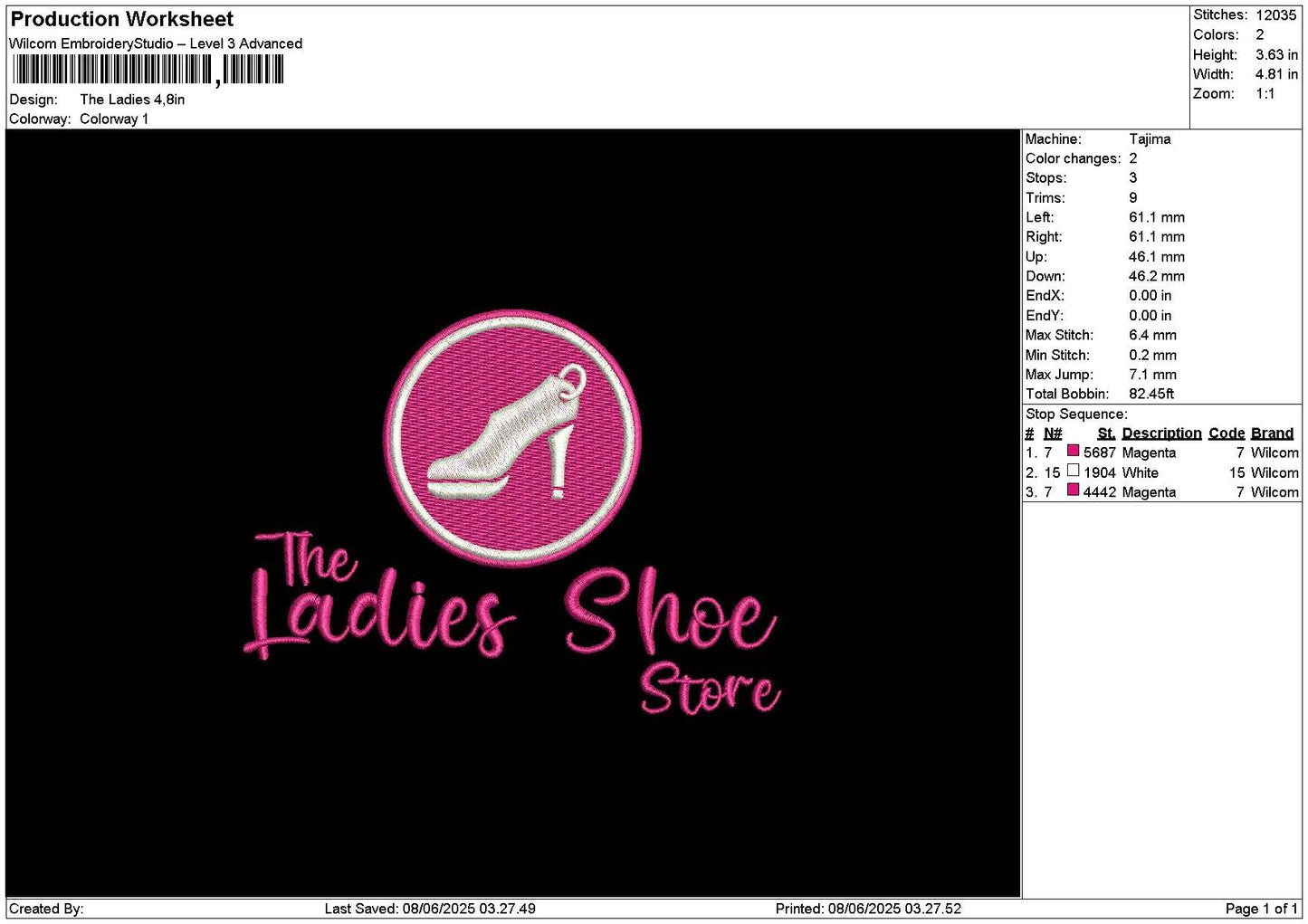 Ladiestext 0806 Embroidery File 6 sizes