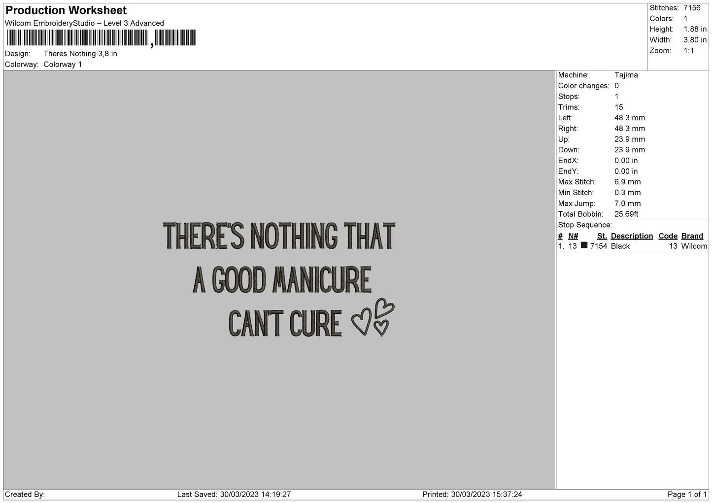 Theres Nothing Embroidery File 6 sizes