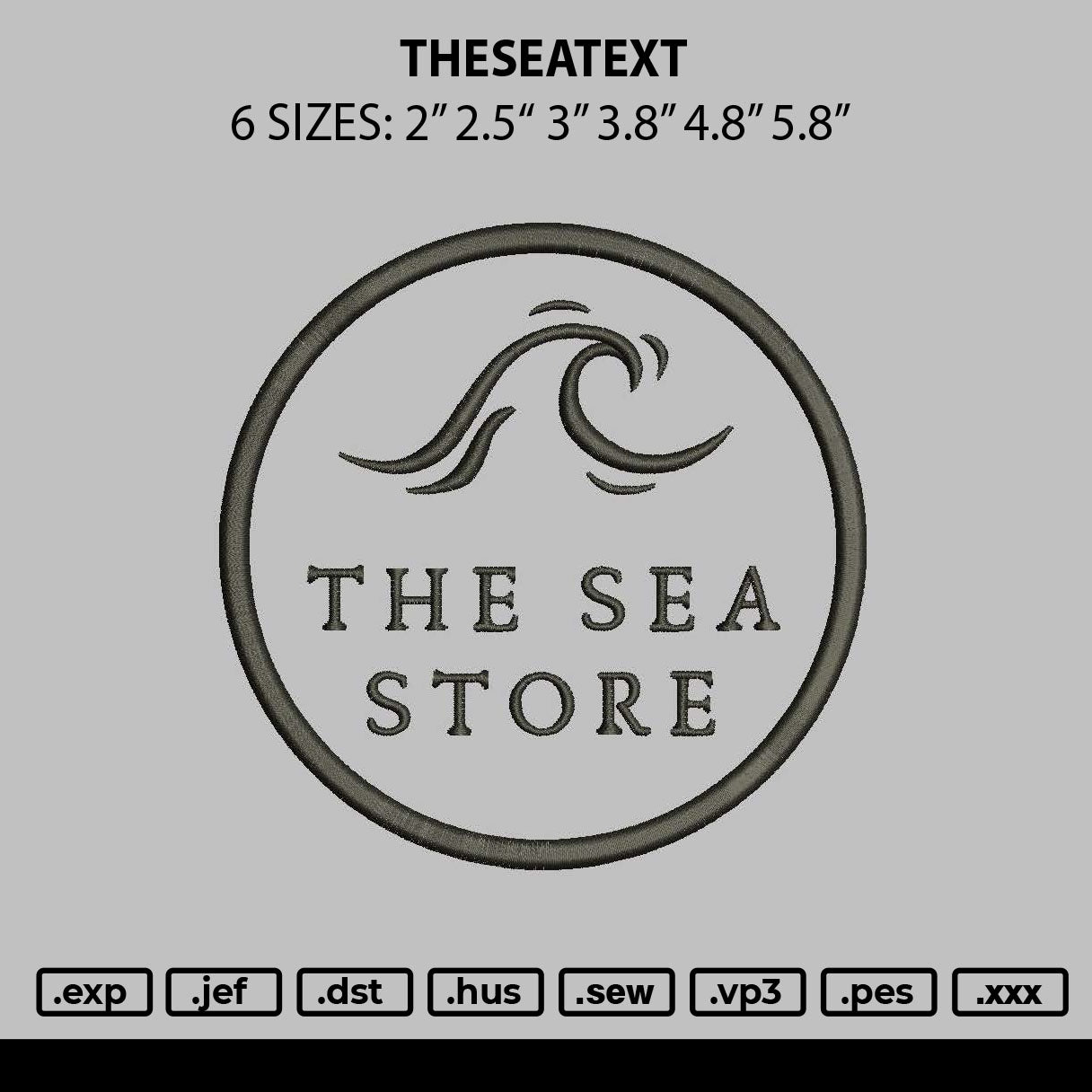 Theseatext Embroidery File 6 sizes