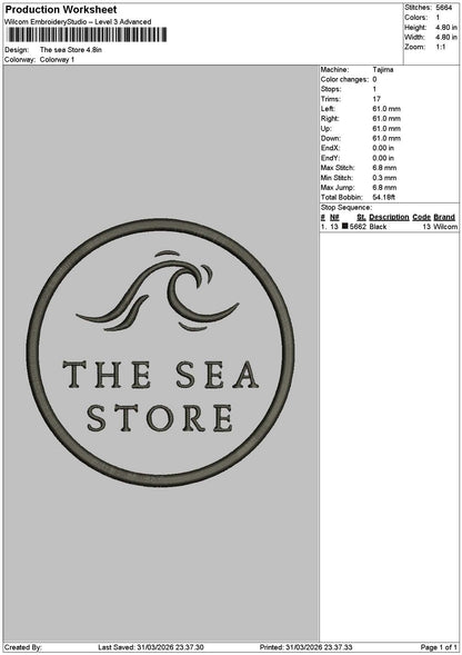 Theseatext Embroidery File 6 sizes