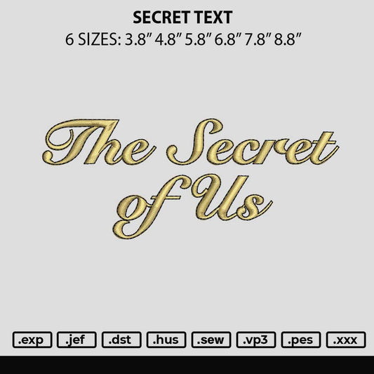 Secret Text Embroidery File 6 sizes